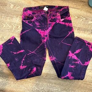 Vintage Guess Women's Pink and Purple Tie-Dye Jeans